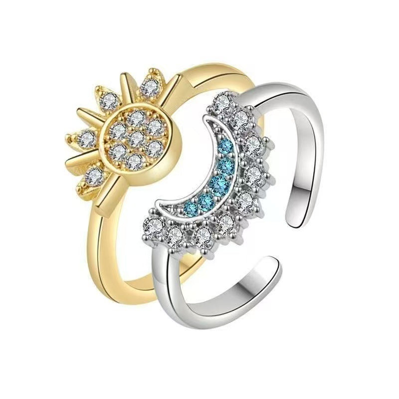 Sonnen- und Mondring, verstellbare Öffnung, Sonnen- und Monddesign