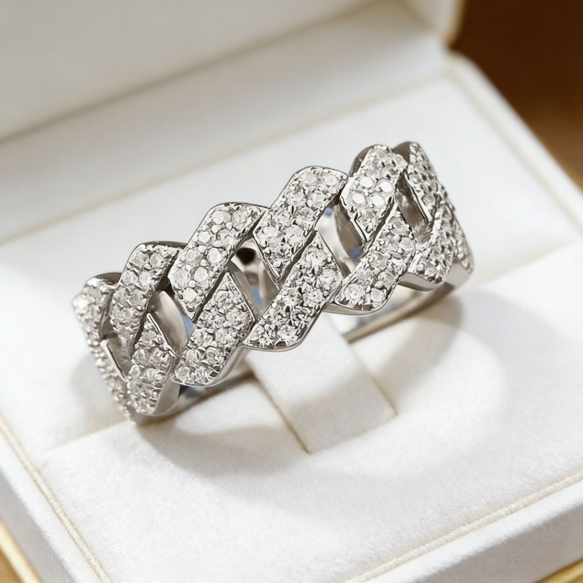 S925 Silver Ring Clasp With Cubic Zirconia Quadrilateral Shape