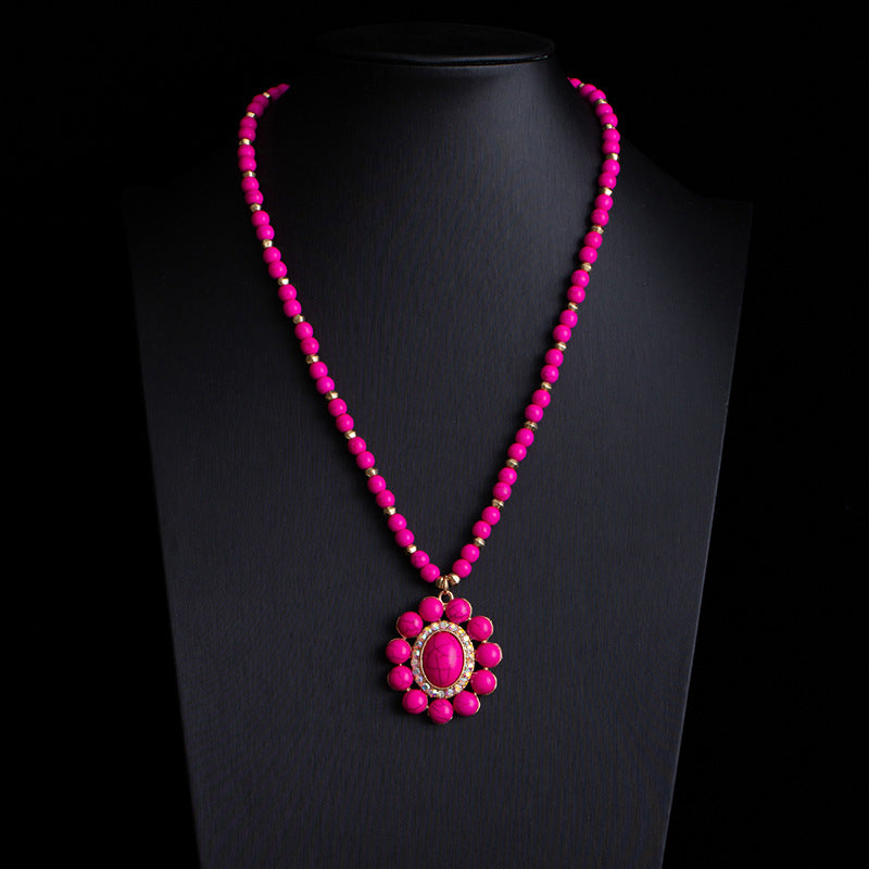 Fashionable Retro Ethnic Style Turquoise Necklace