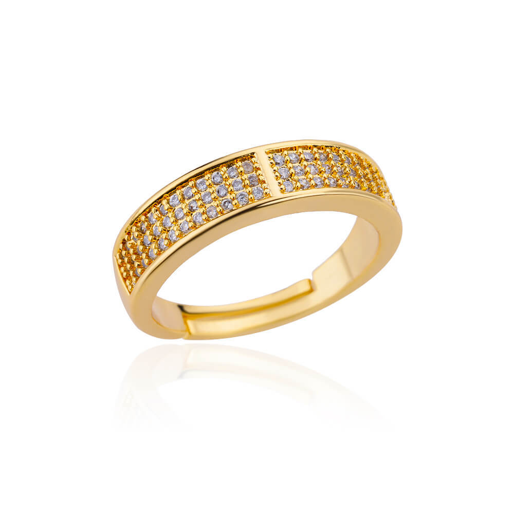 18k Gold-plated Ring, Niche And Unique, With Diamond Setting