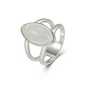 925 Silver-Plated Imitation White Agate Ring, Womens, European And American Style