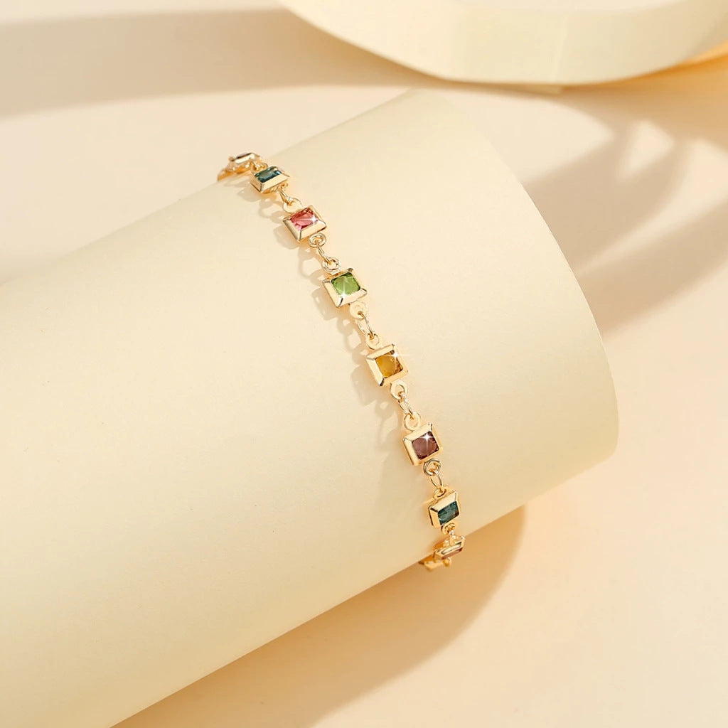 Mehrfarbiges Micro-Set Regenbogen-Zirkonarmband