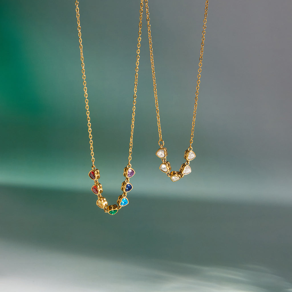 Frühling Sommer Urlaub Schmuck Titanstahl Bunte Zirkon Halskette Leichter Luxus