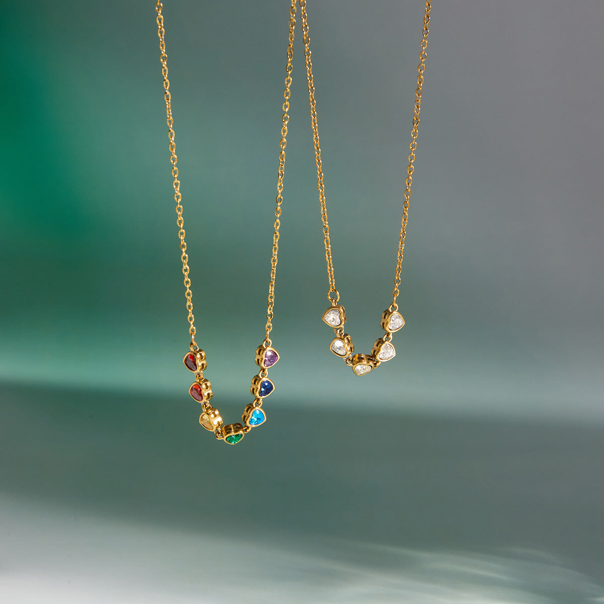 Frühling Sommer Urlaub Schmuck Titanstahl Bunte Zirkon Halskette Leichter Luxus
