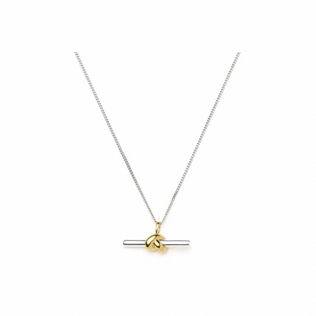 Gold And Silver Double T-shaped Horizontal Necklace