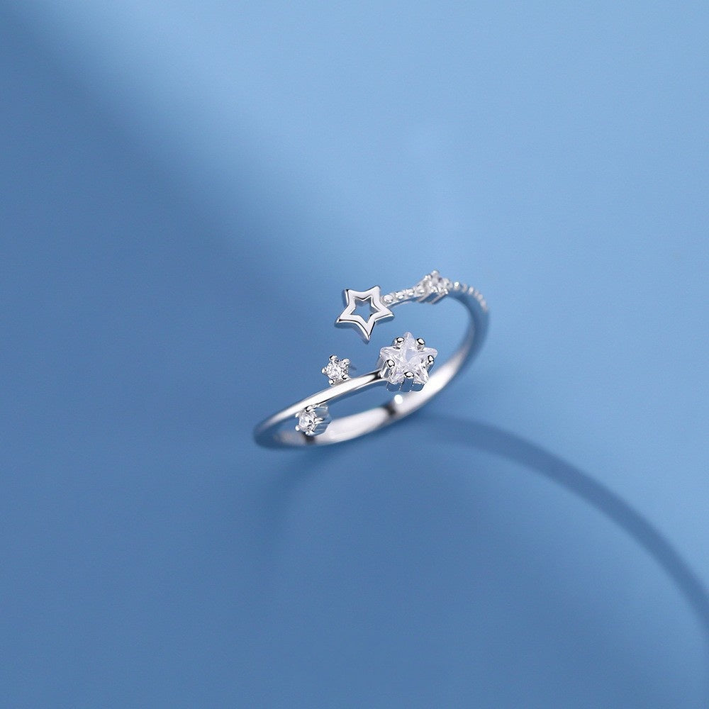 Sternenmädchen Sterlingsilber Nische All-Match Verstellbarer Ring