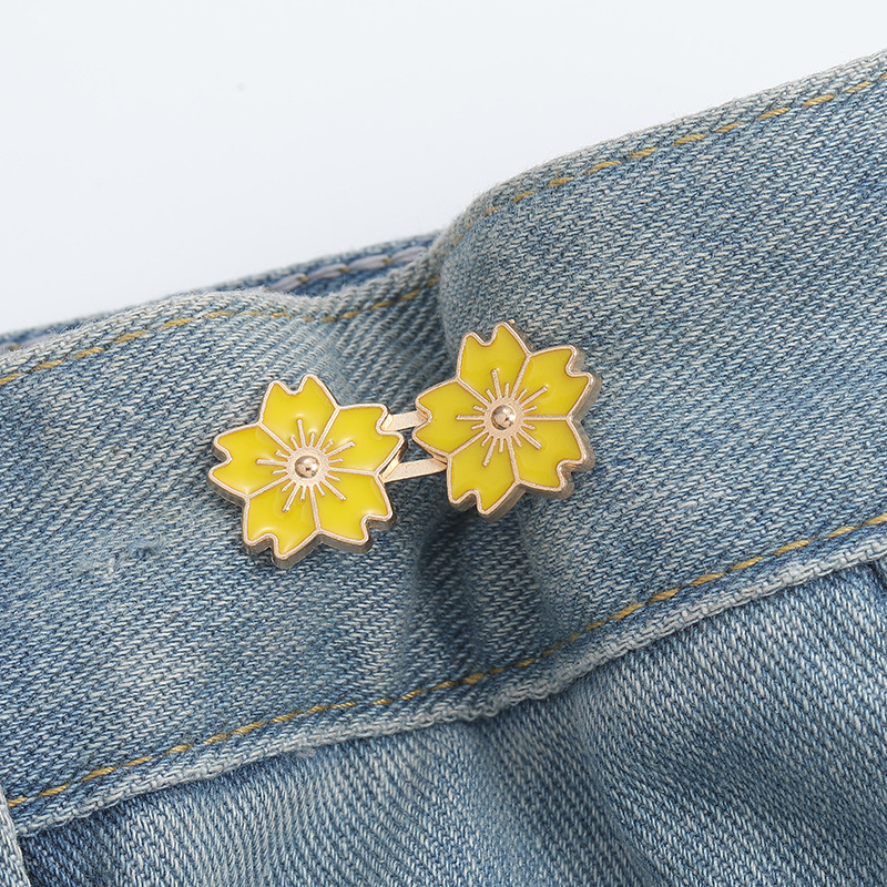 Cherry Blossom waist buckle-Orange-Alloy-1 pair