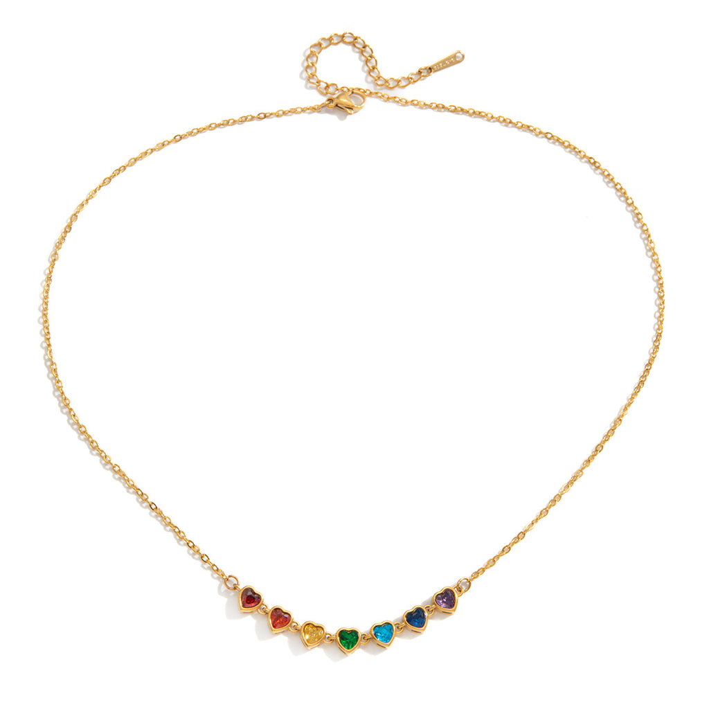 Frühling Sommer Urlaub Schmuck Titanstahl Bunte Zirkon Halskette Leichter Luxus