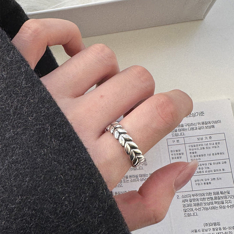 925er Silber Vintage gedrehter Kettenring, verstellbarer minimalistischer Statement-Ring für Damen, Modeschmuck