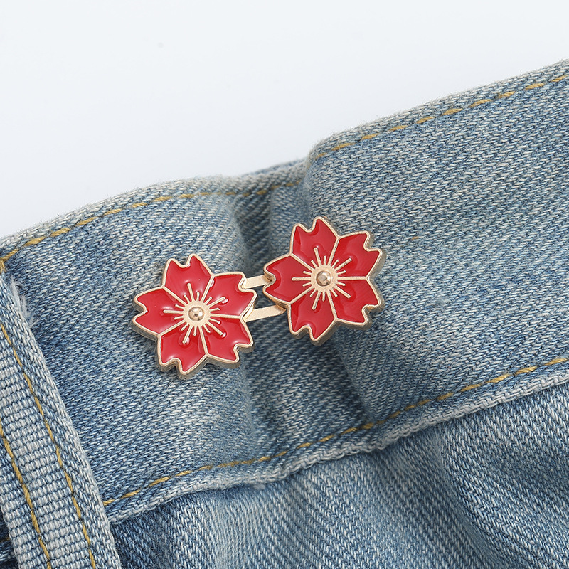 Cherry Blossom waist buckle-Orange-Alloy-1 pair