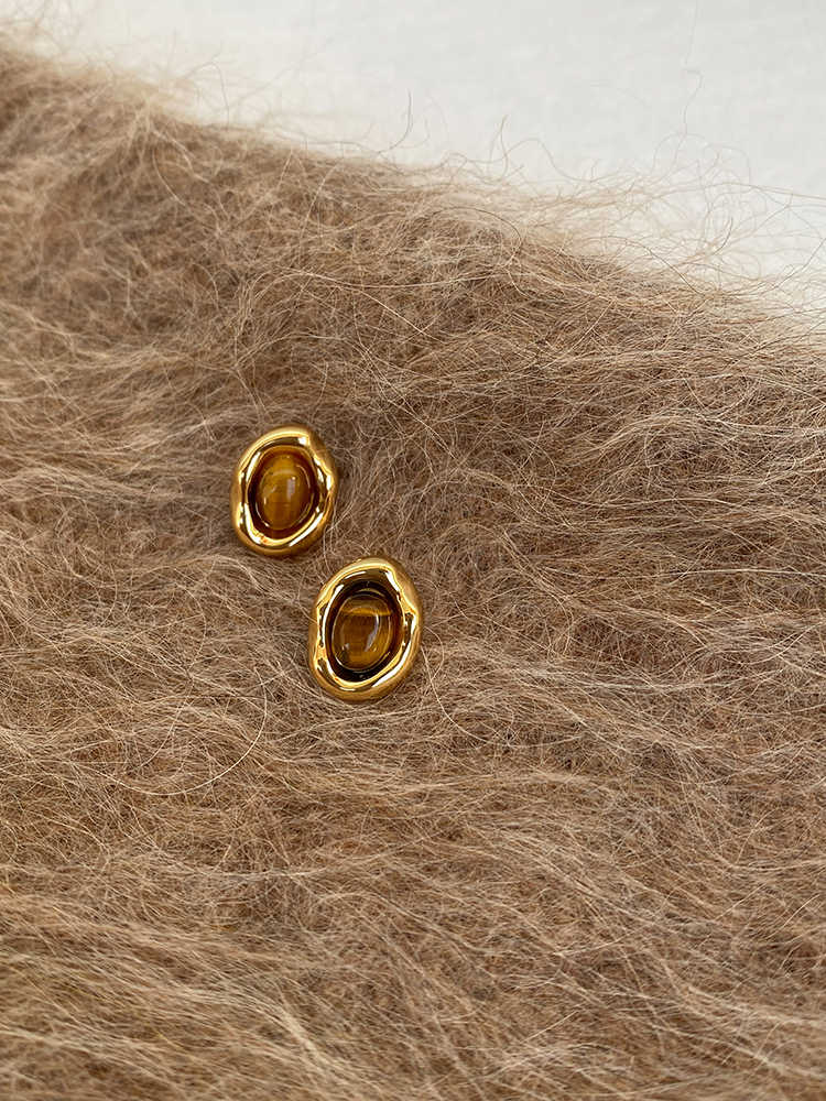 Caramel Chestnut 925 Sterling Silver Maillard Reaction Geometric Earrings