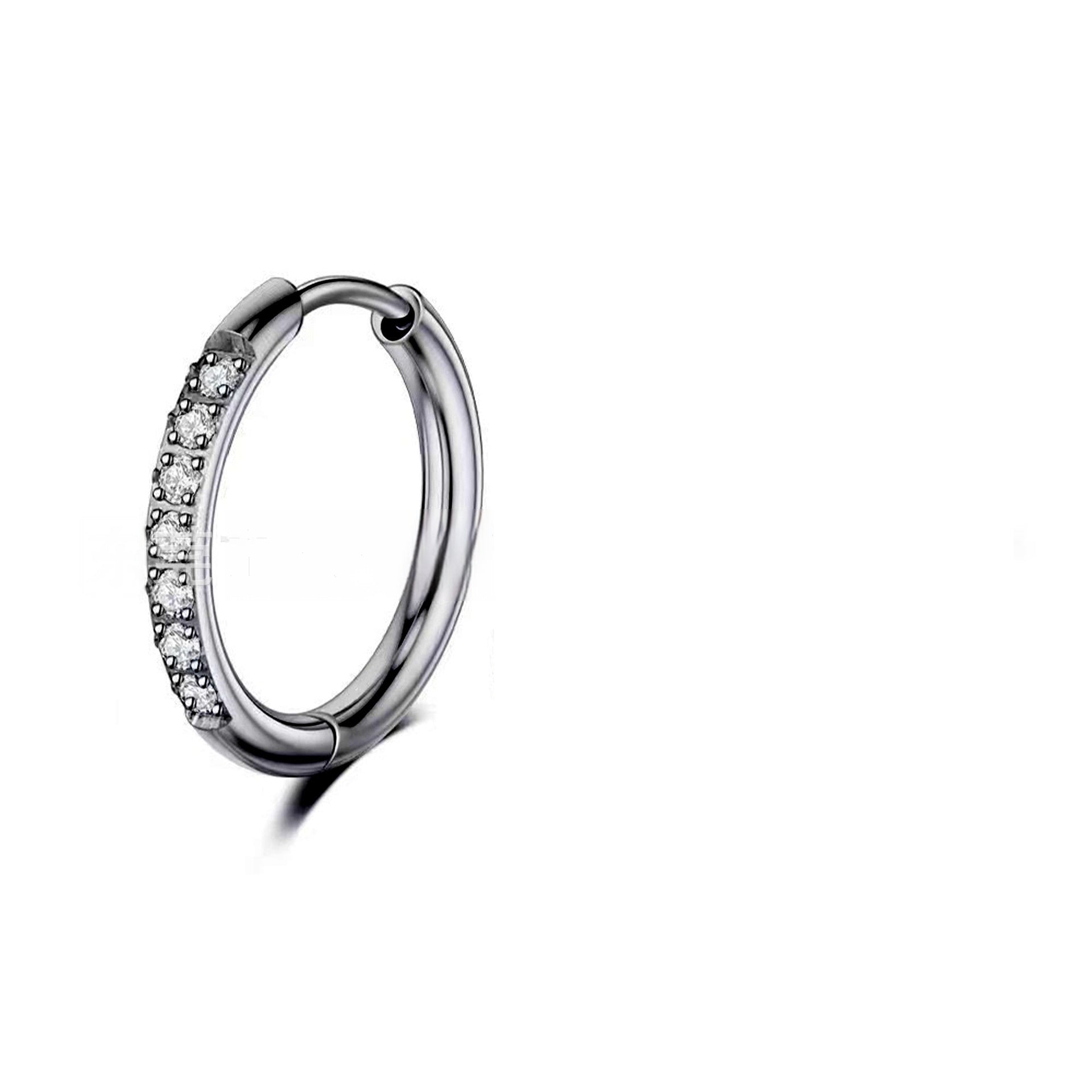 Ohrringe aus Edelstahl mit Diamant-Zirkonia und schlichten Ringen