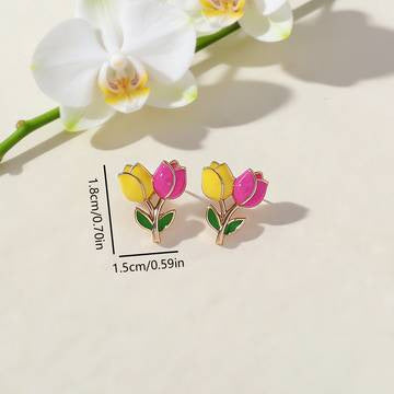 Instagram-taugliche süße Ohrringe mit Kontrastfarben, Tropfglasur und Tulpenblumen
