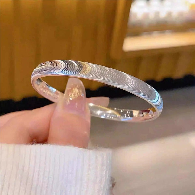 9999 Solid Silver Closed Bangle Bracelet - Brushed Finish Minimalist Smooth Band for Women
