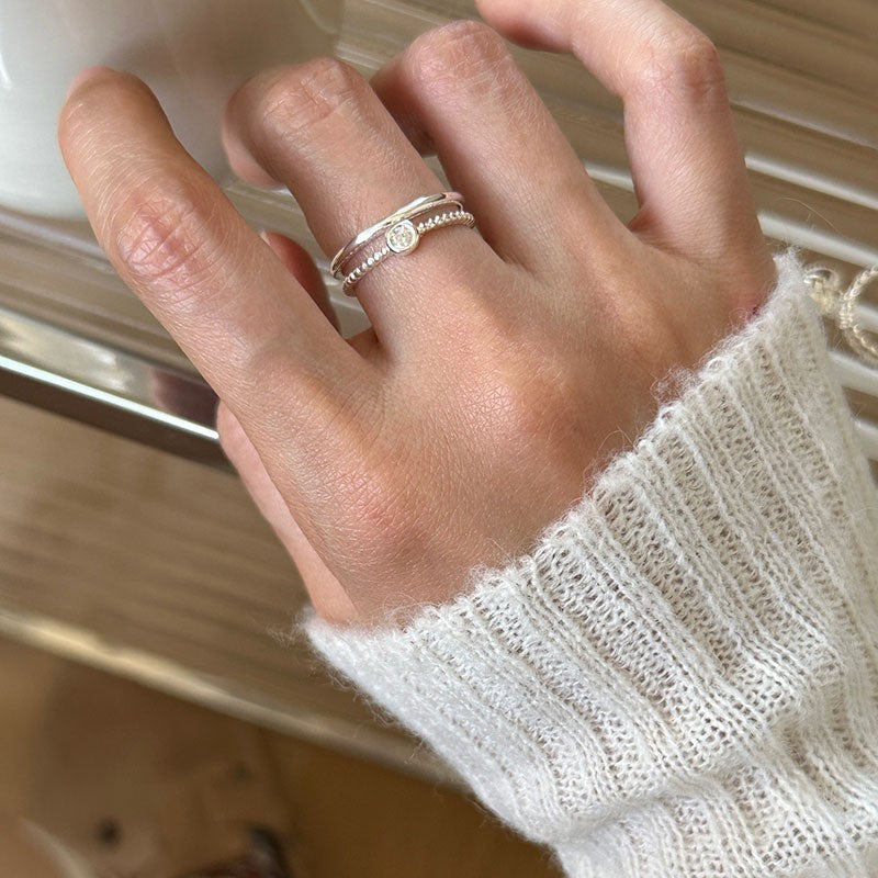 Minimalistische unregelmäßige 925er Silberringe für Damen, INS Fashion Einfacher schlichter Bandring, Anlaufschutz Alltagsschmuck
