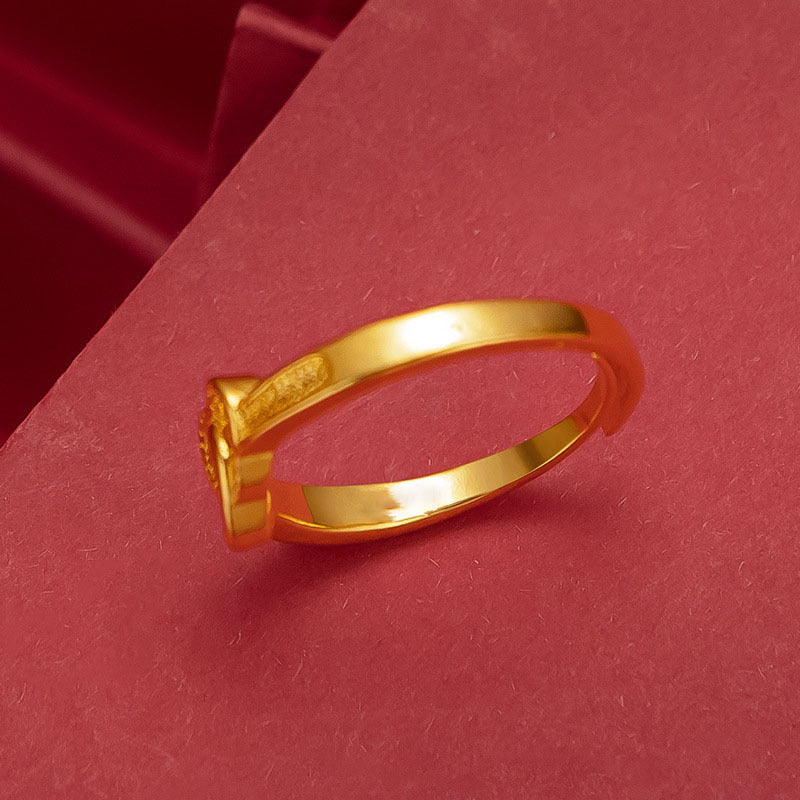 Vergoldeter Doppelherz-Ring aus vietnamesischem Sand für Damen, japanischer und koreanischer Mode verstellbarer offener Liebesring