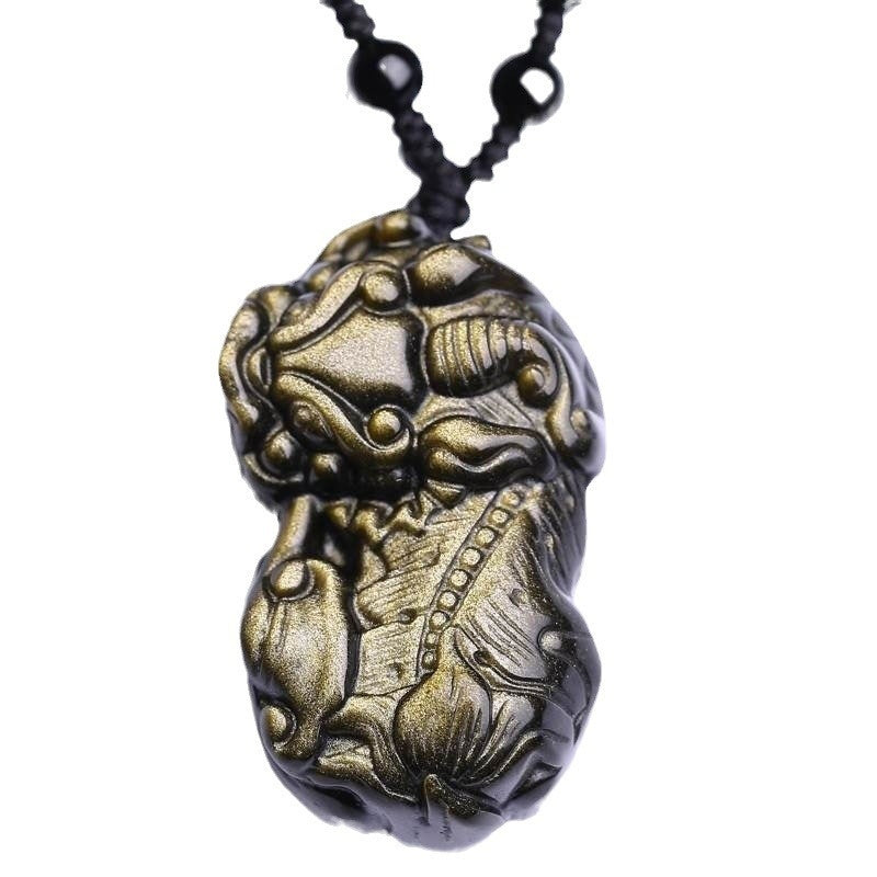 Natural Citrine Pixiu Pendant Necklace For Men