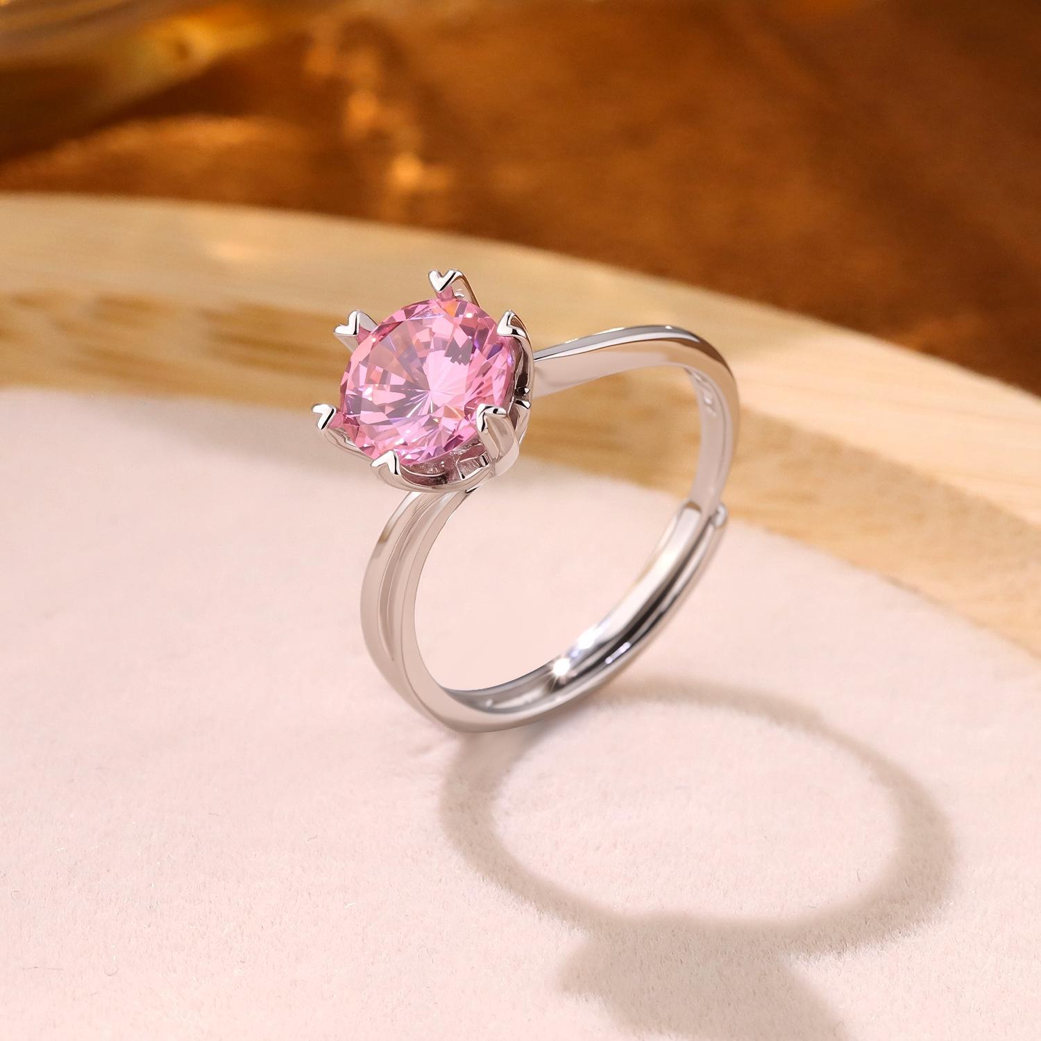 Schlichter und vielseitiger 2-Karat Designer Ring mit sechs Krallen und gedrehter Fassung für Damen