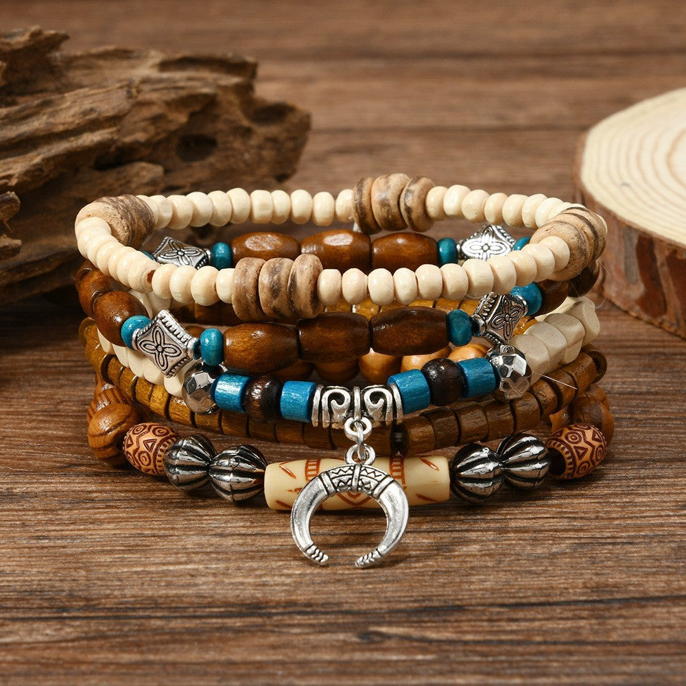 Fashionable Casual Turquoise Beaded Elastic Bracelet