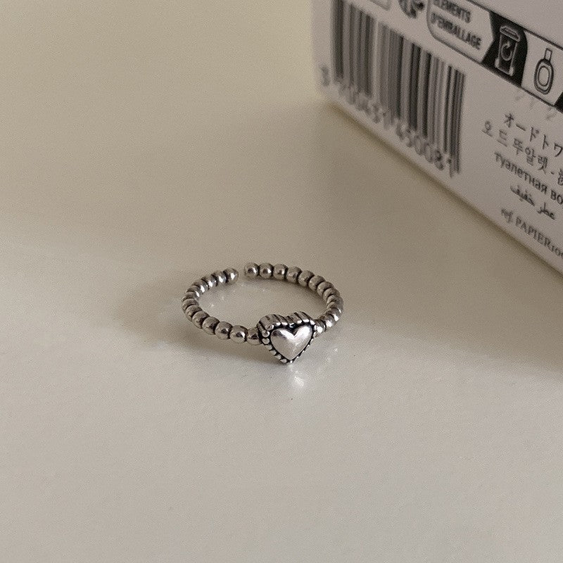 Vintage 925er Silber ineinandergreifender Ketten-Manschettenring, minimalistischer verstellbarer offener Bandring, koreanischer Modeschmuck