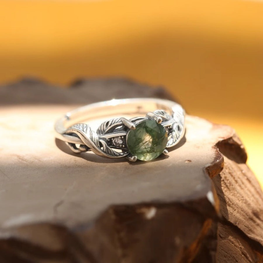 Niche Design Aquamarine Agate Ring For Women