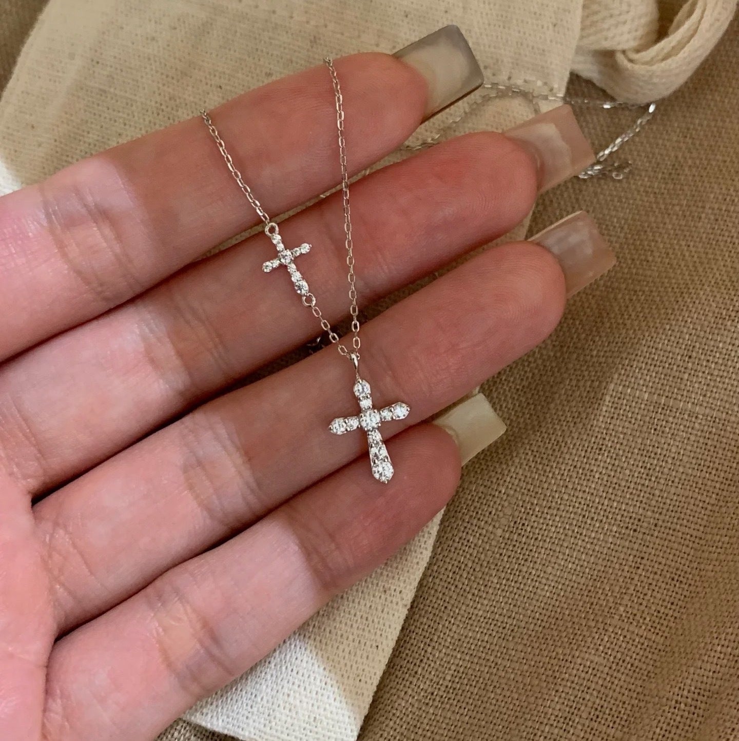 Vintage Full-Diamond Gemini Cross Necklace For Women