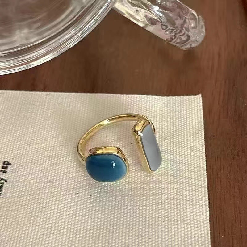 Women's Ring With High-End & Unique Design, Cold Minimalist Style, Japanese Light Luxury, European  American INS Trend, Emerald Ring