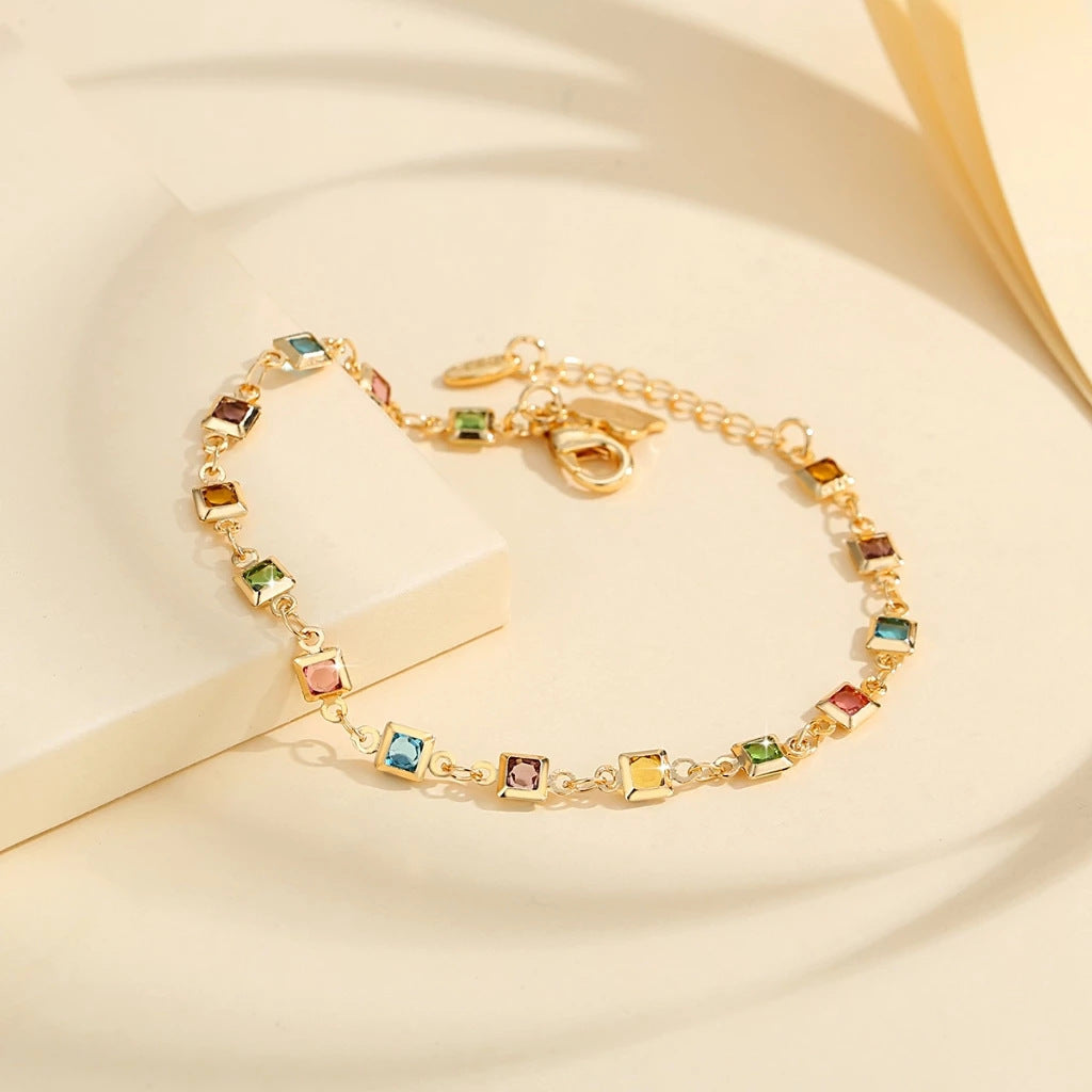 Mehrfarbiges Micro-Set Regenbogen-Zirkonarmband