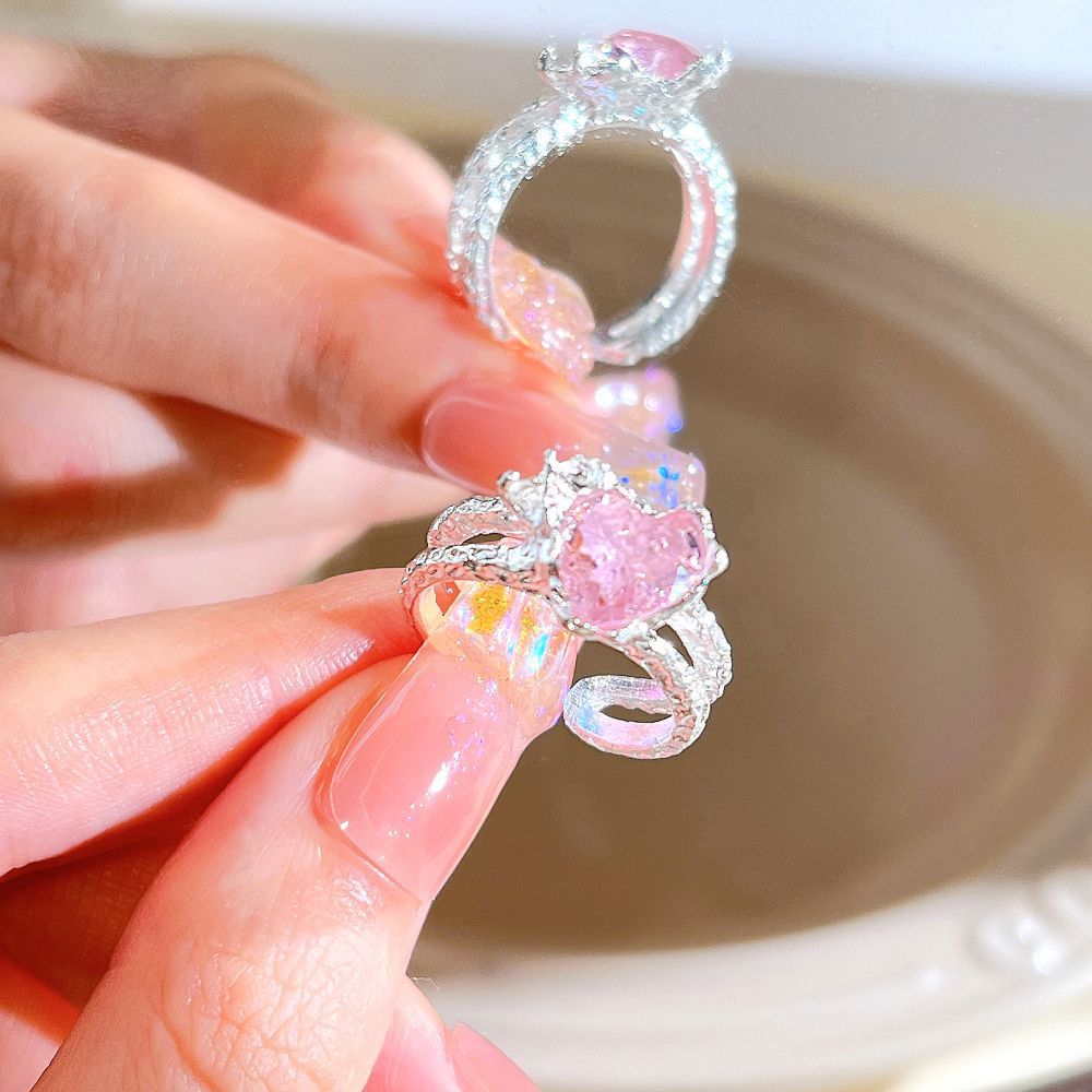 Einzigartiger Herz Dorn Katzenaugen Zirkon Ring für Damen, Süßer Kühler Fashion Vielseitiger Band