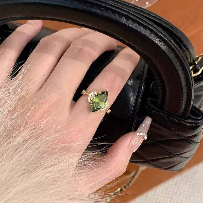 Vintage Tigerauge Offener Ring für Damen, Maillard Retro Nischen Design High-End Zeigefingerring