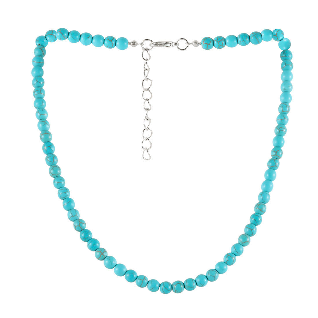 Simple Retro Turquoise Round Bead Necklace
