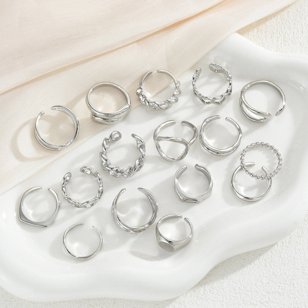 Niche-style Geometric Hollowed-out Heart Open-ring Jewelry