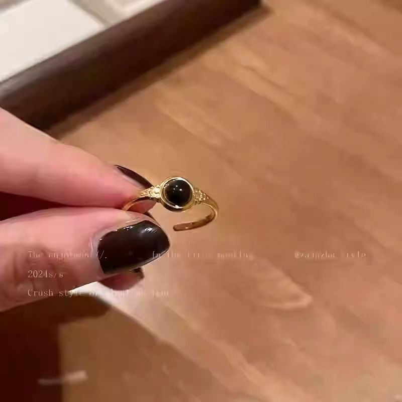 Vintage Tigerauge Offener Ring, Zierlicher vergoldeter Statement-Ring, Boho Stapelbarer Fingerring für Damen