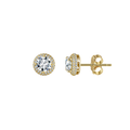 925 Sterling Silver Elegant Gold CZ Halo Stud Earrings with Butterfly Backs