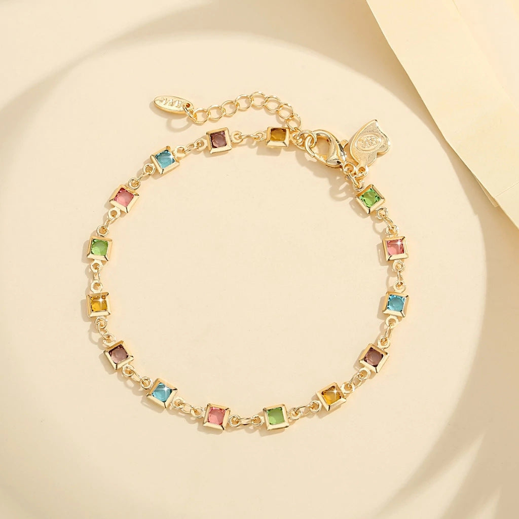 Mehrfarbiges Micro-Set Regenbogen-Zirkonarmband