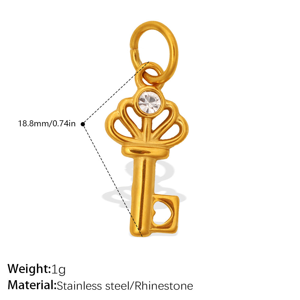 European And American Cross-shaped Golden Diamond-encrusted Key Pendant With Multiple Styles And Personalized Designs - DIY Jewelry Accessory For Hanging.