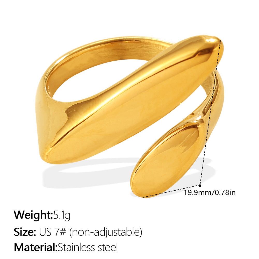 Leichter Luxus Gold unregelmäßiger geometrischer Ring, 18K vergoldeter Edelstahl, Vintage High-End offener Ring