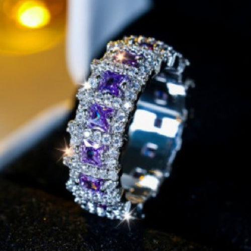 Leichter Luxus Vollbesetzter Diamant-Reihenring für Damen