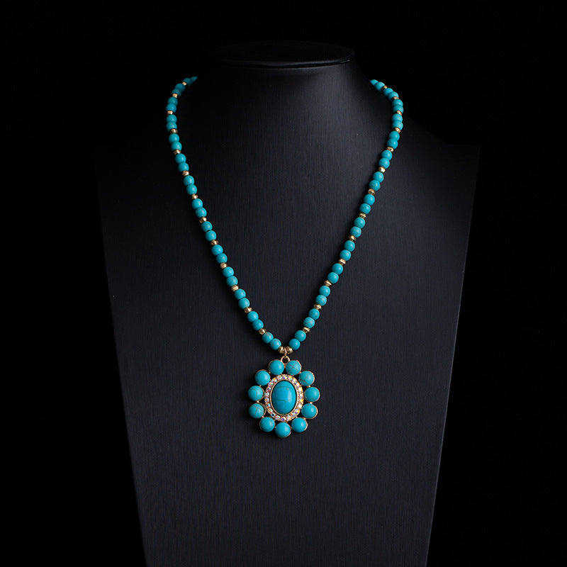 Fashionable Retro Ethnic Style Turquoise Necklace