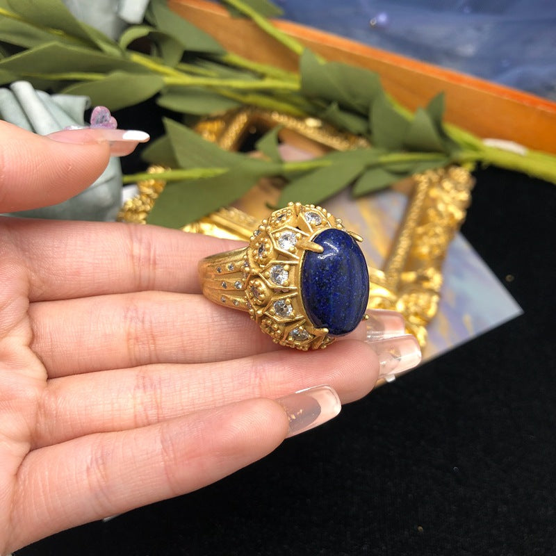 Retro Luxe Lapislazuli-Türkisring