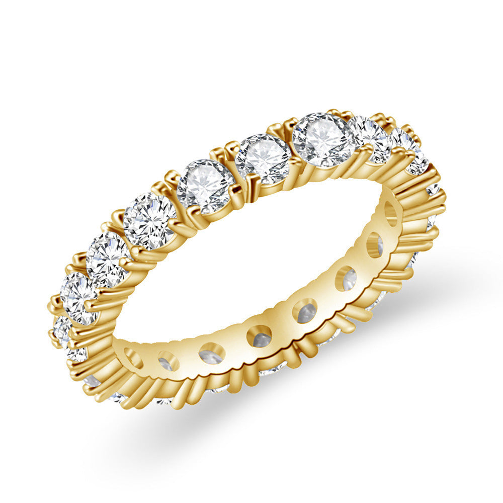 Vollbesetzter Diamant-Mikro-Pavé-Knöchelring aus Kupfer mit Weißgoldbeschichtung für Damen