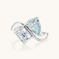 Diamond-studded Water Drop Square Diamond Ring Women's Style