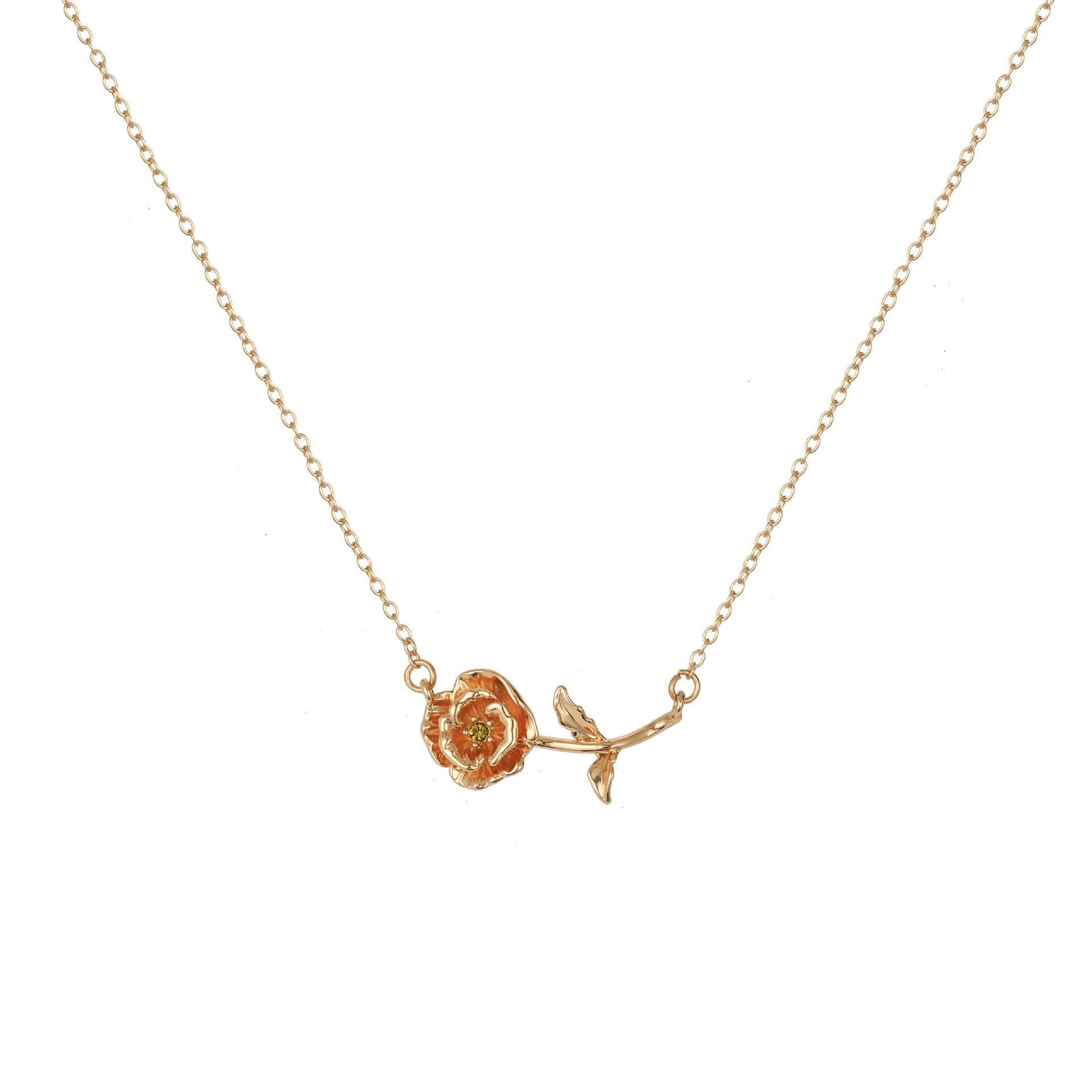 Three-dimensional Decoration Flower Pendant Necklace Gold-plated Sweater Chain