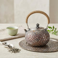 925 Sterling Silver Exquisite Handcrafted Silver-Toned Teapot with Ornate Patterning and Cord-Wrapped Handle - Handicraft