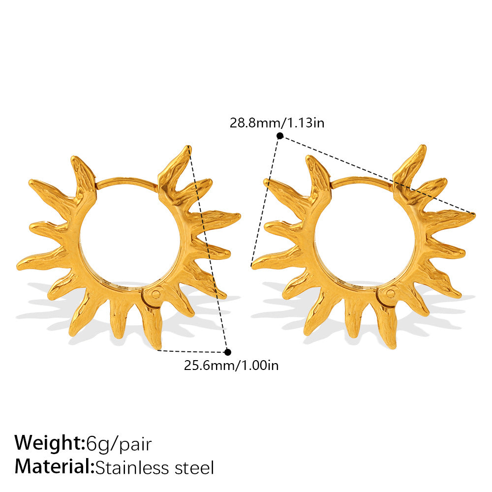 Modischer Urlaubsstil, geometrische U-Form- und Dreiecks-Ohrringe, goldfarbenes, lichtbeständiges Sonnendesign, Alltagsohrringe für Damen