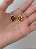 Caramel Chestnut 925 Sterling Silver Maillard Reaction Geometric Earrings