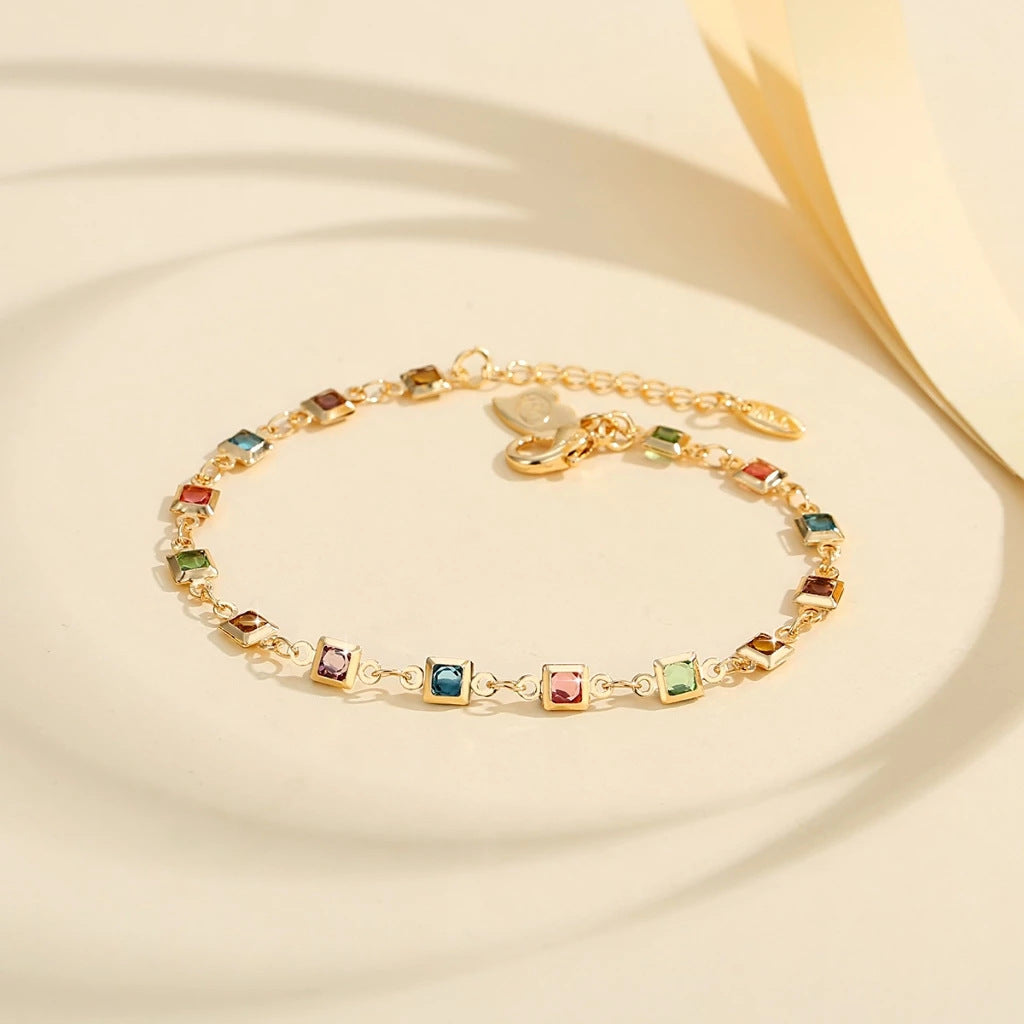 Mehrfarbiges Micro-Set Regenbogen-Zirkonarmband
