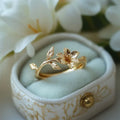 Fashionable 18K Gold Branch And Cherry Blossom Ring