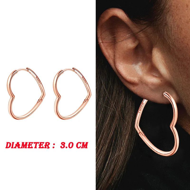 925 Sterling Silber schlichte Ohrringe Roségold Doppel Creolen