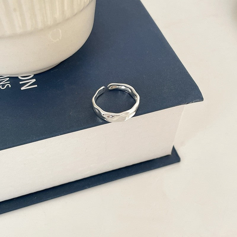 925 Sterling Silber Unregelmäßige Stapelringe für Frauen, Minimalistischer INS-Stil Schlichter Bandring, Anlaufbeständiger Vielseitiger Fingerschmuck für den Alltag